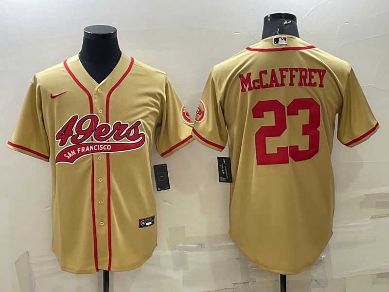 Men San Francisco 49ers #23 Mccaffrey Yellow 2022 Nike Co branded NFL Jersey